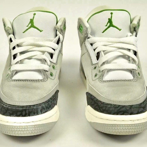 Nike Air Jordan 3 Retro Grey/Green Youth Size 5 - Picture 4 of 7